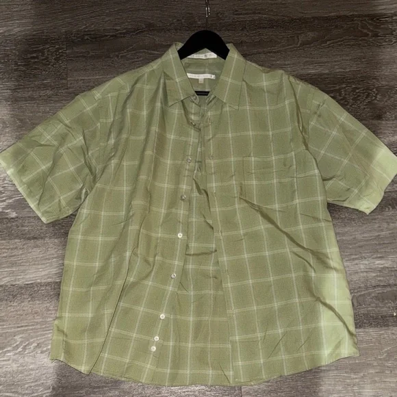 Perry Ellis Green Plaid Shirt - Picture 4 of 4